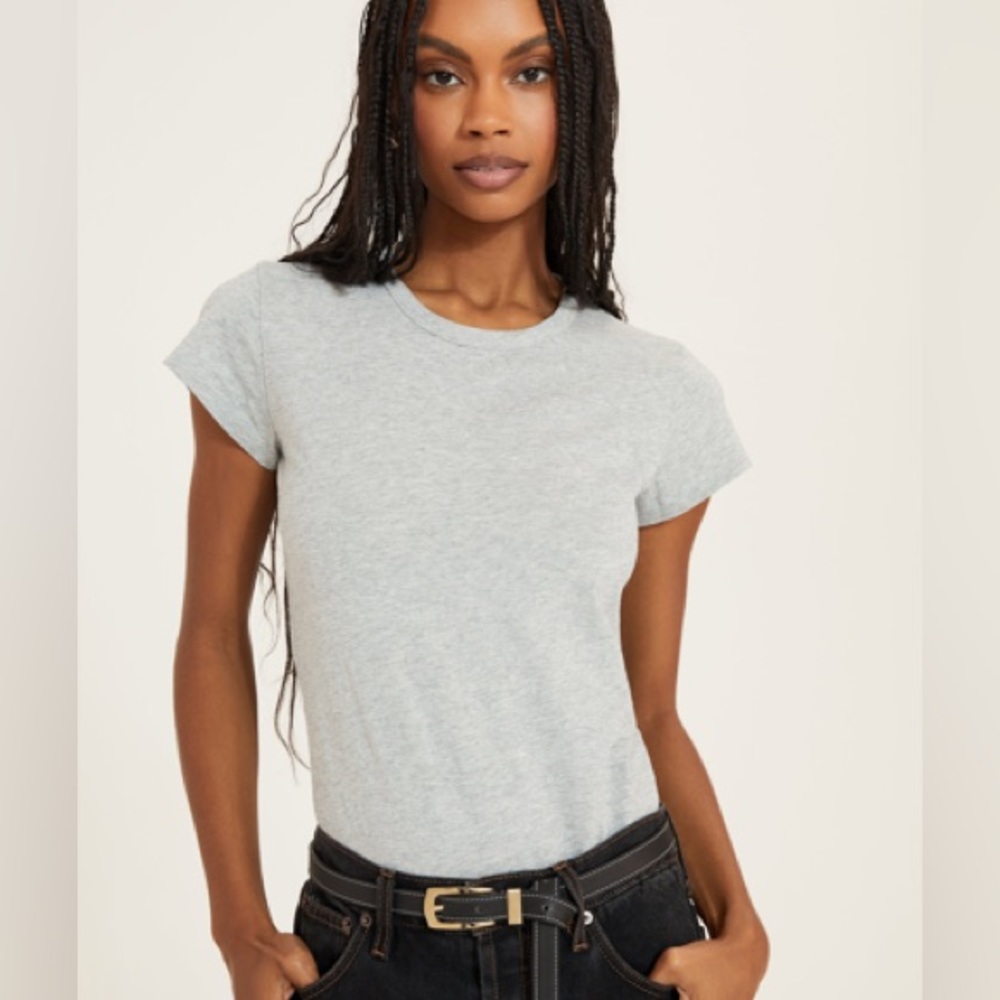 SOMETHING NAVY TEE BODYSUIT IN HEATHER GRAY NWT